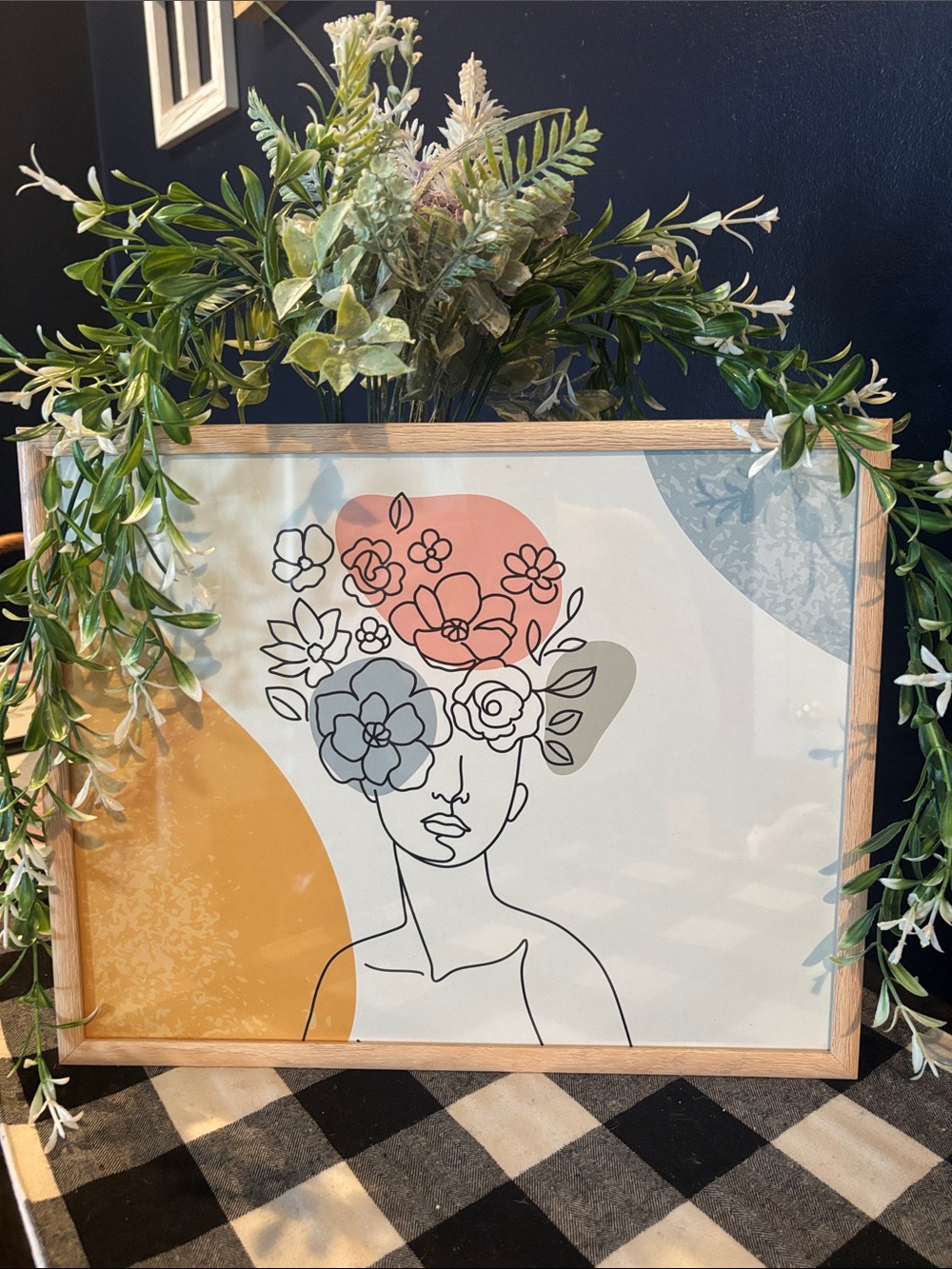 Modern Floral Line Art Wall Decor - Multicolor
